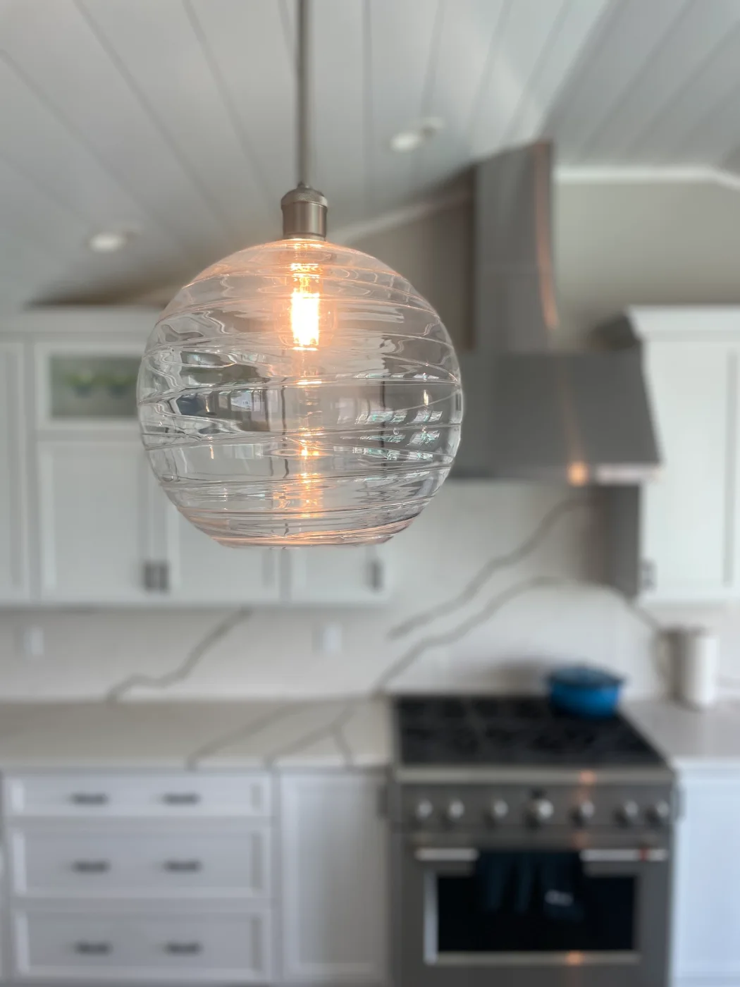 Kitchen dusted all the way up to the light fixtures