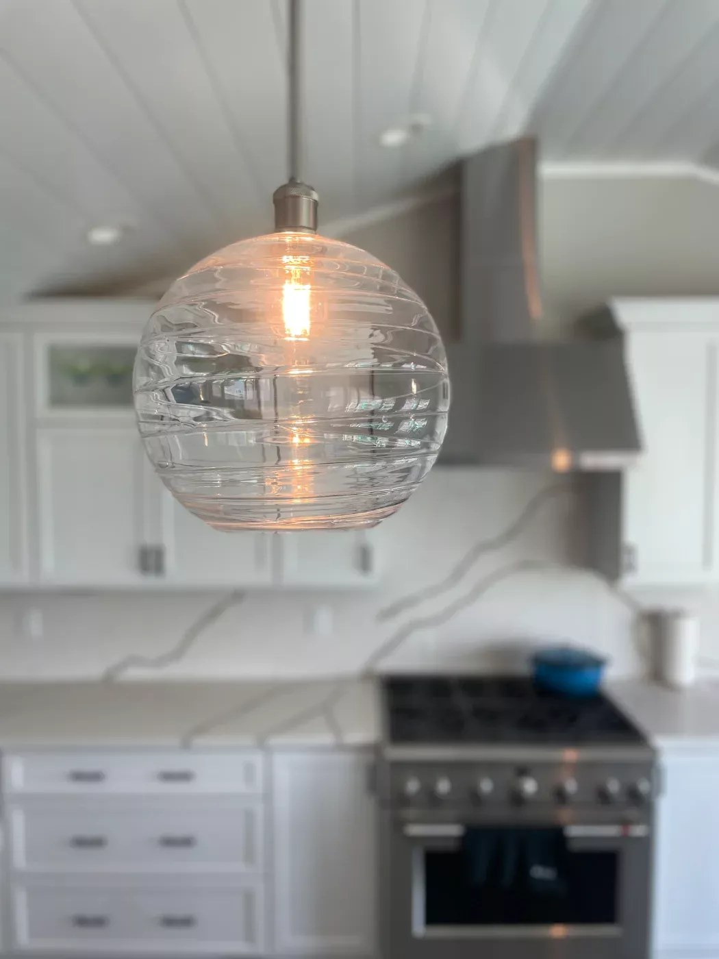 Kitchen dusted all the way up to the light fixtures