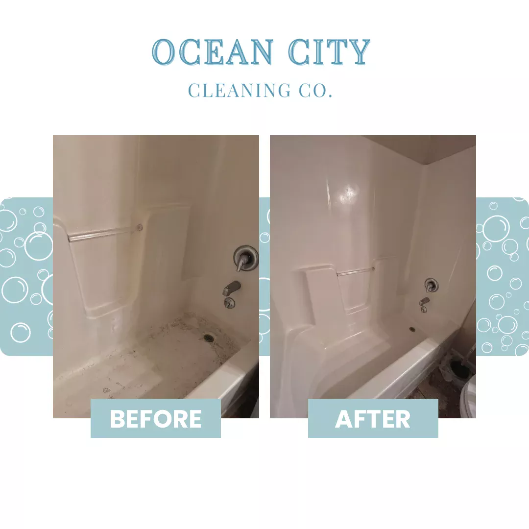 Before and after: a grimy tub surround restored to a shine