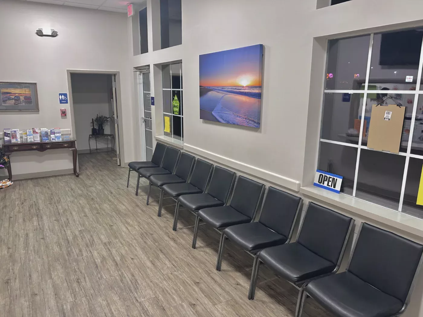Clinic waiting room cleaned and floors mopped